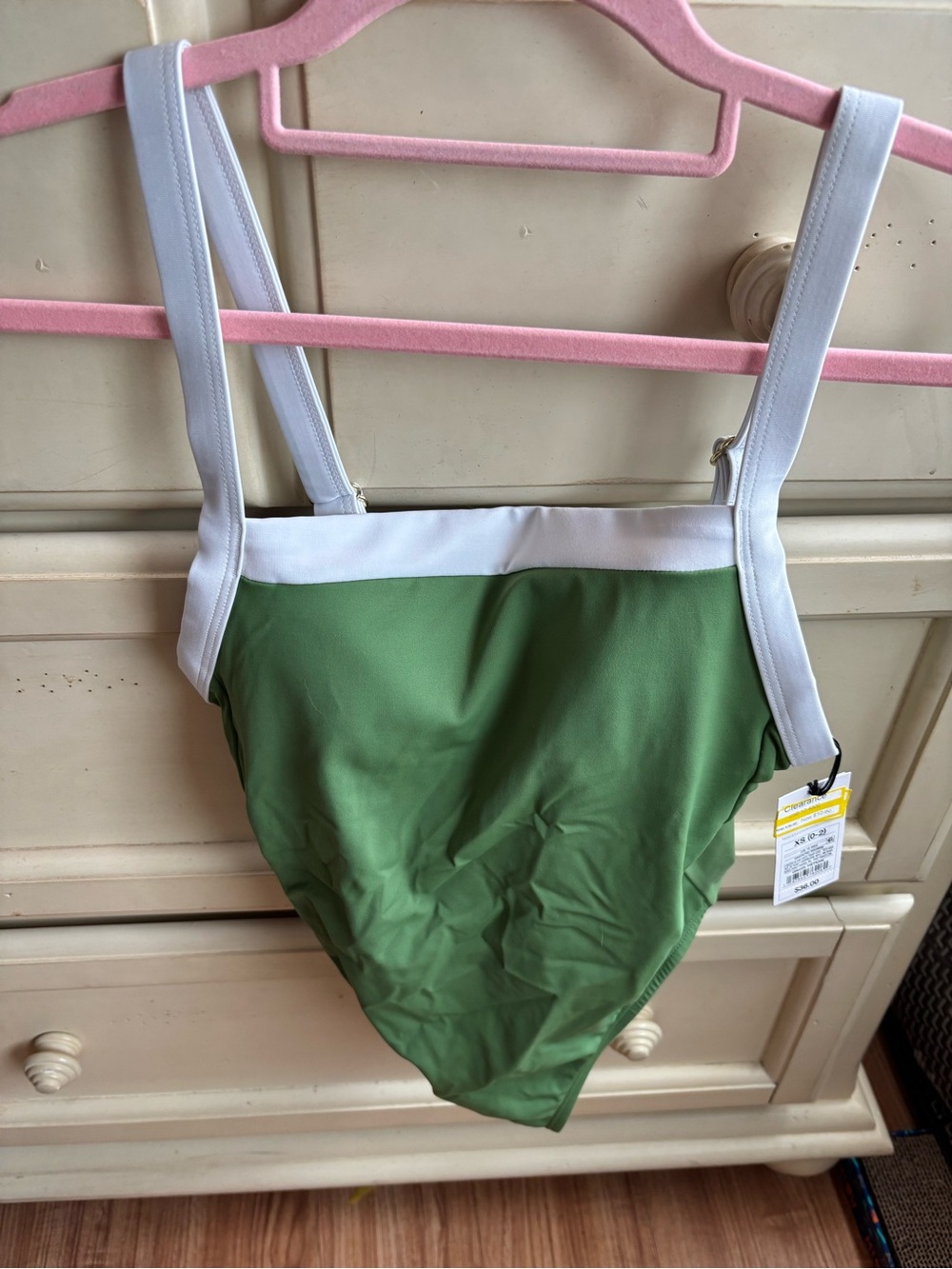 BNWT shade& shore Green One-Piece Swimsuit with White Trim, XS